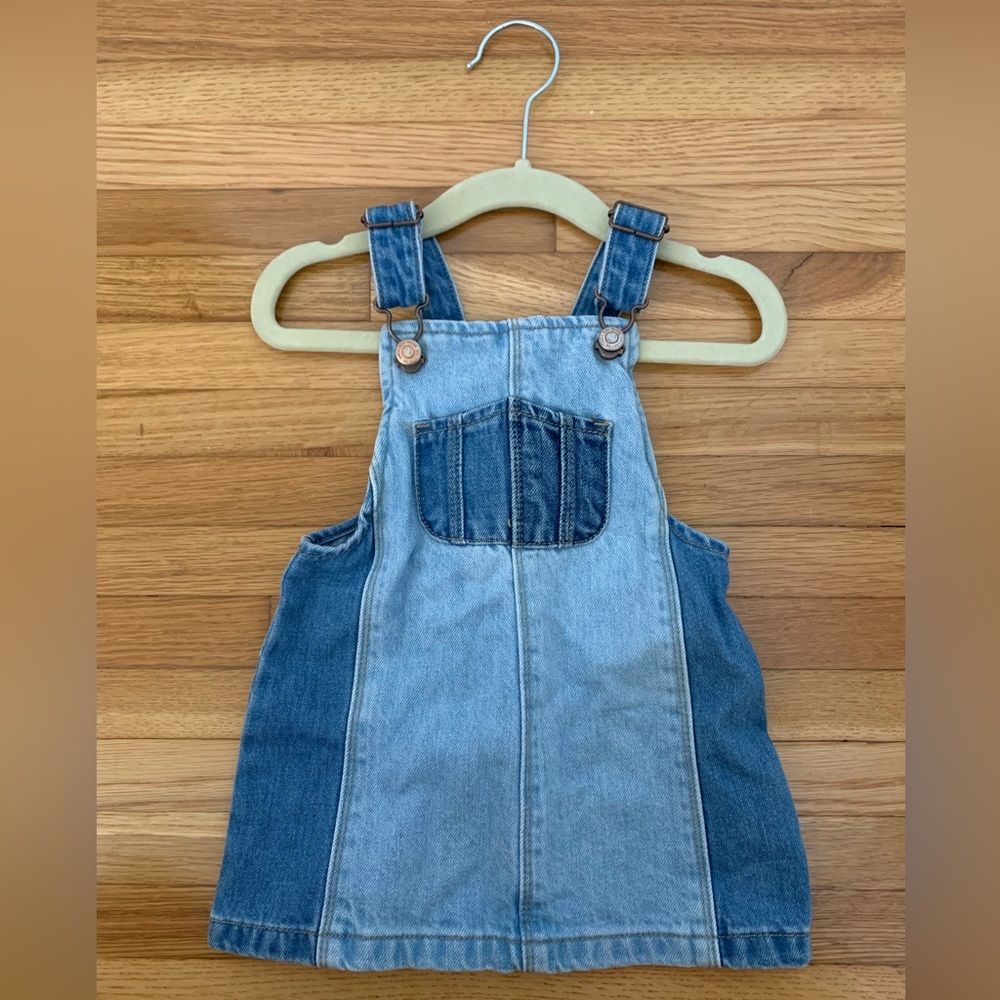 Zara girls mixed denim dress overalls size 12-18 months
